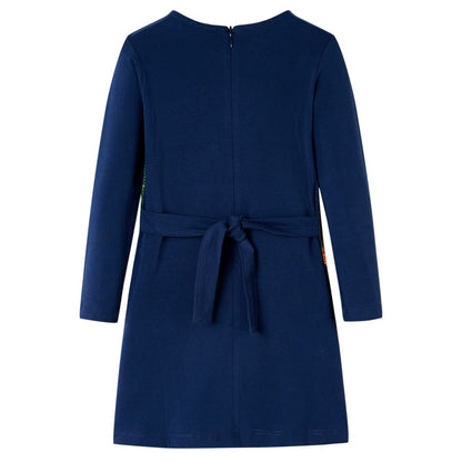 Kinderjurk met lange mouwen 104 marineblauw Marineblauw