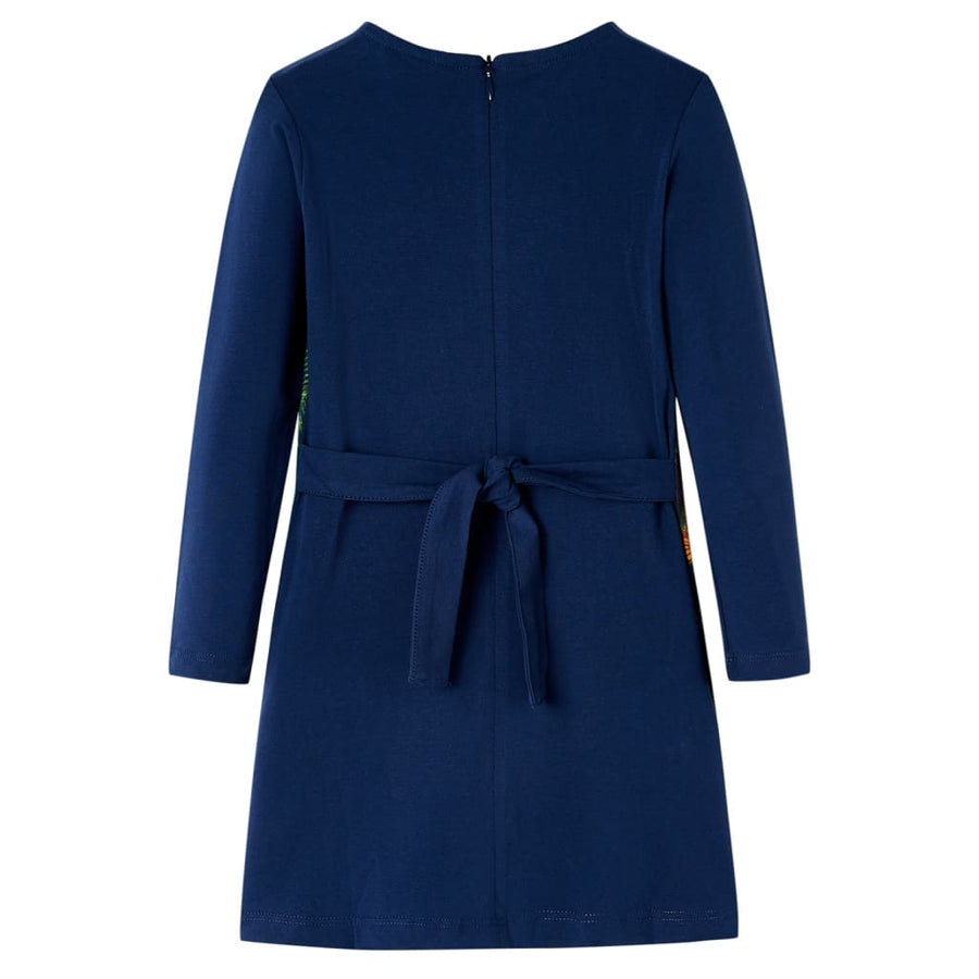 Kinderjurk met lange mouwen 104 marineblauw Marineblauw