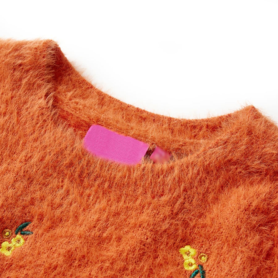 Kindertrui gebreid 140 oranjebruin orange 140