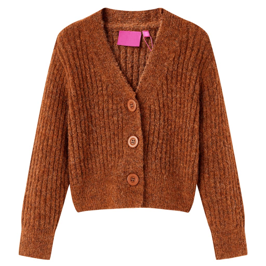 Kindervest gebreid 104 cognackleurig Cognac