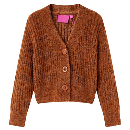 Kindervest gebreid 104 cognackleurig Cognac