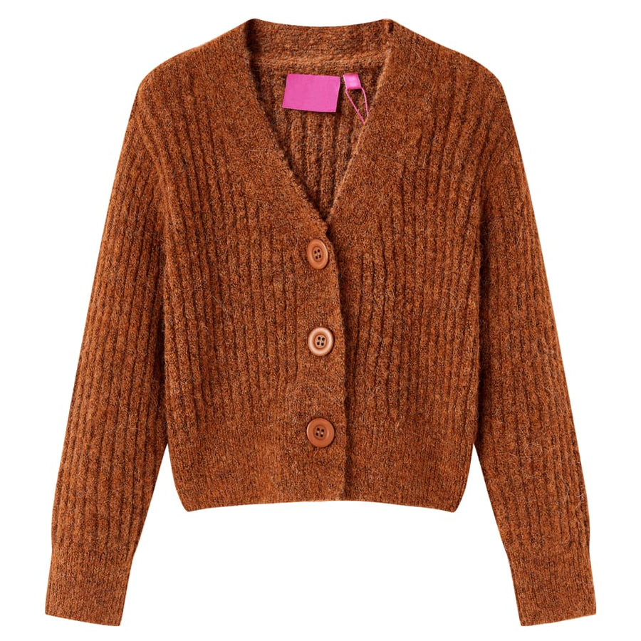 Kindervest gebreid 104 cognackleurig Cognac