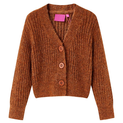 Kindervest gebreid 116 cognackleurig Cognac