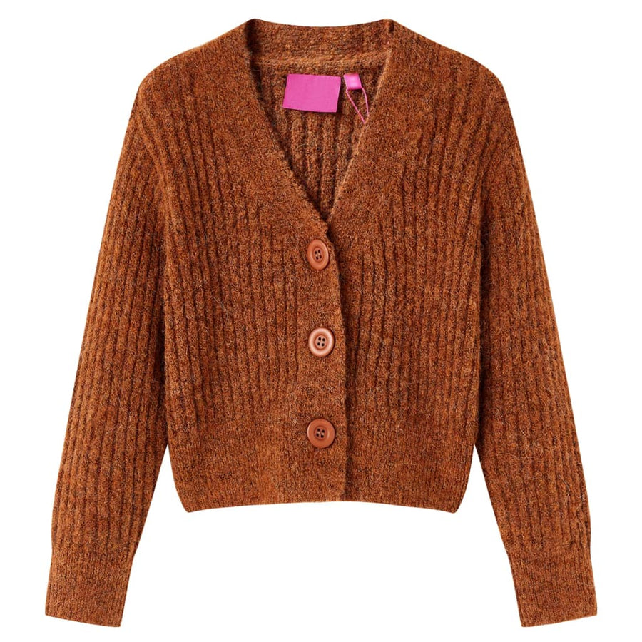Kindervest gebreid 116 cognackleurig Cognac