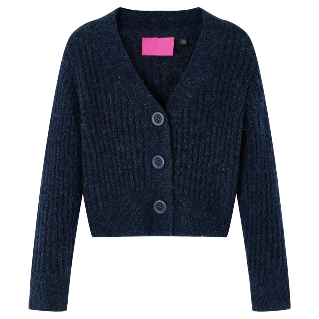 Kindervest gebreid 128 marineblauw Marineblauw