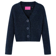 Knitted children's vest size 128 navy blue