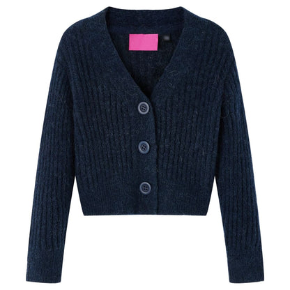 Kindervest gebreid 128 marineblauw Marineblauw