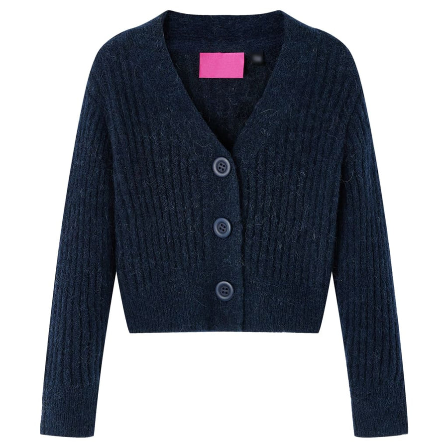 Kindervest gebreid 128 marineblauw Marineblauw