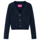 Children's knitted cardigan 140 navy blue