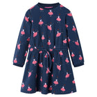 Kinderjurk 116 marineblauw ballerina print