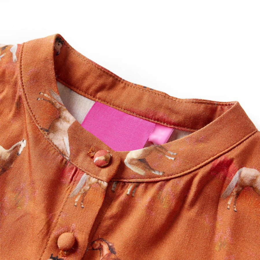 Kinderjurk 116 cognackleurig