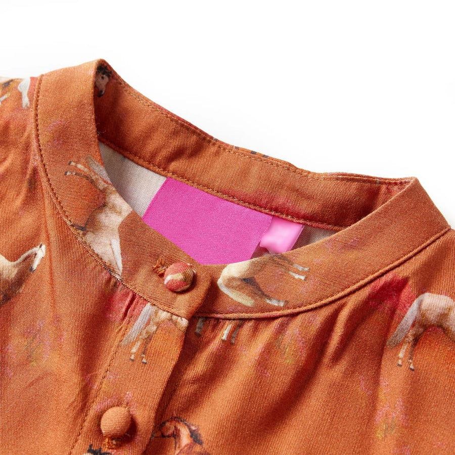 Kinderjurk 128 cognackleurig 128