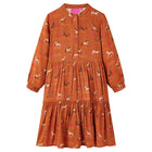 Kinderjurk 140 cm cognac paardenprint