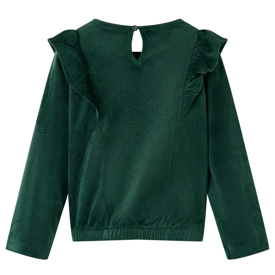 Kinderblouse met ruches 128 donkergroen 128