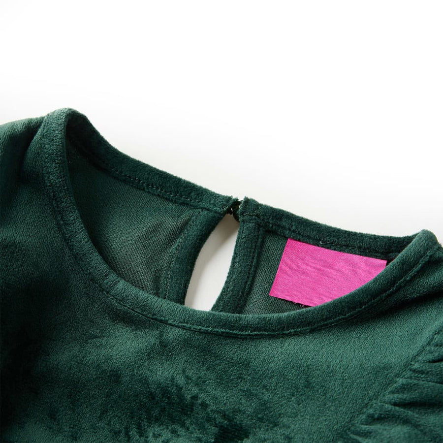 Kinderblouse met ruches 128 donkergroen 128