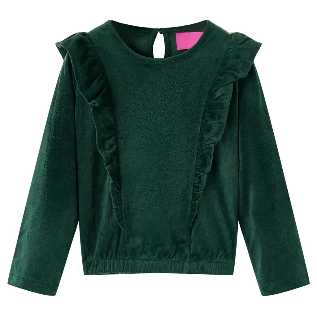 Kinderblouse met ruches 140 donkergroen