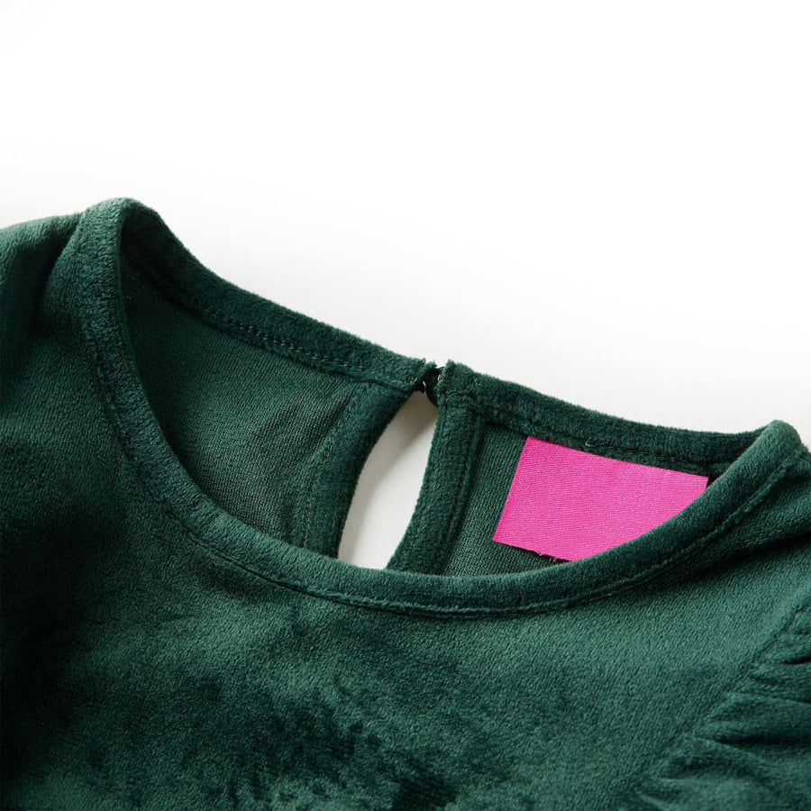 Kinderblouse met ruches 140 donkergroen