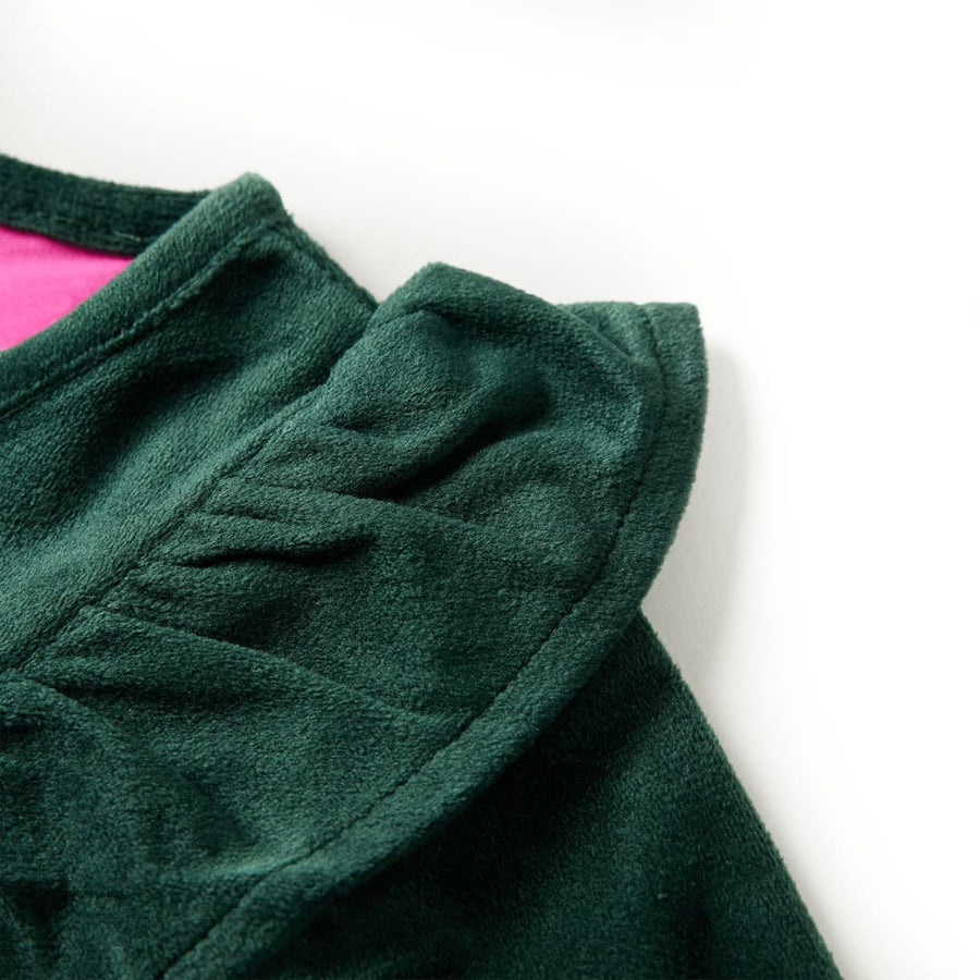 Kinderblouse met ruches 140 donkergroen