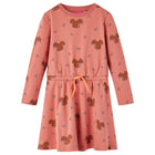 Kinderjurk 116 oudroze katoen eekhoornprint