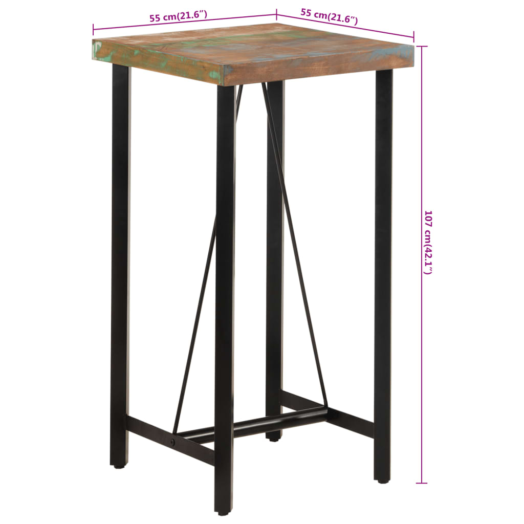 Bartafel Massief Gerecycled Hout En Ijzer 55 x 55 x 107 cm