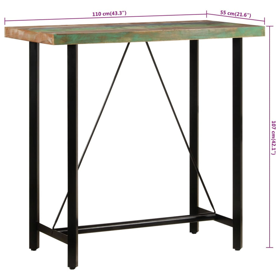 Bartafel Massief Gerecycled Hout En Ijzer 110 x 55 x 107 cm