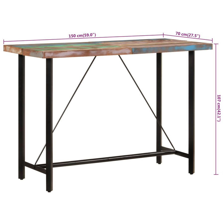 Bartafel Massief Gerecycled Hout En Ijzer 150 x 70 x 107 cm