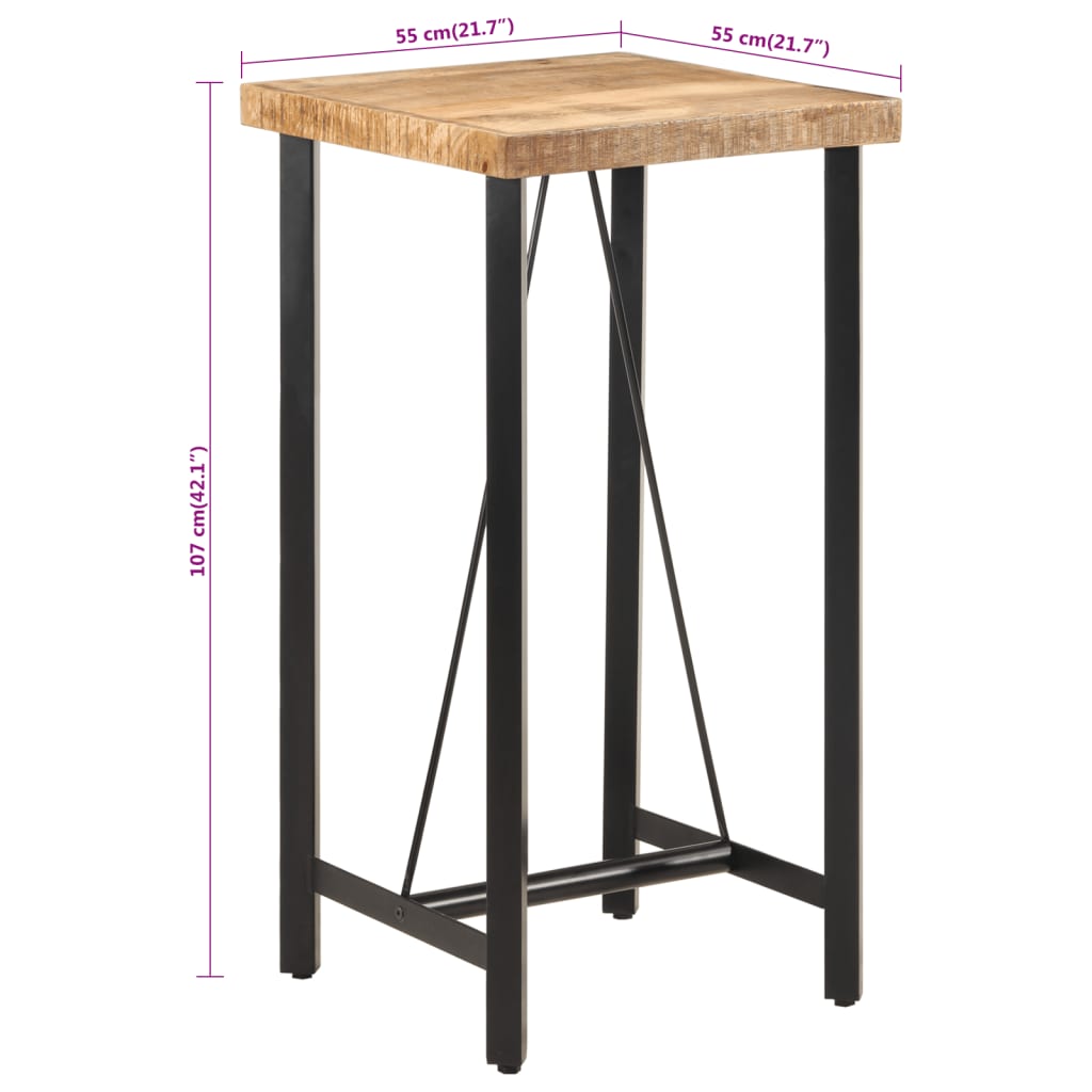 Bartafel 55X55X107 Cm Massief Mangohout En Ijzer 55 x 55 x 107 cm