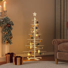 Kerstdecoratie kerstboom 125 cm massief grenenhout