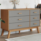 Drawer Cabinet Olden Solid Pine Grey And Brown