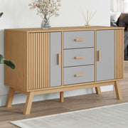 Dressoir massief grenenhout 114x43x73,5 cm grijs bruin