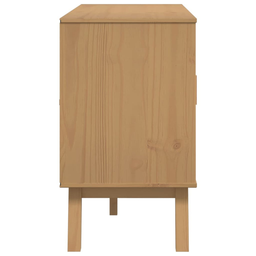 Dressoir Olden 114X43X73,5 Cm Massief Grenenhout Wit en bruin