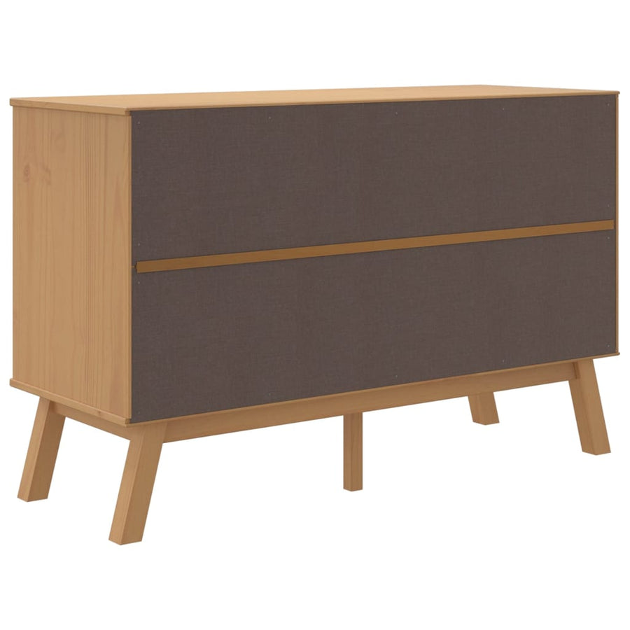 Dressoir Olden 114X43X73,5 Cm Massief Grenenhout Wit en bruin