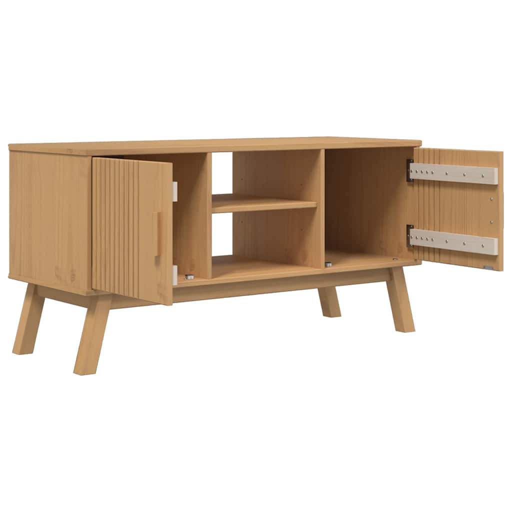 Tv-Meubel Olden 114X43X57 Cm Massief Grenenhout Bruin
