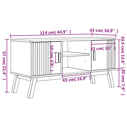 Tv-Meubel Olden 114X43X57 Cm Massief Grenenhout Bruin