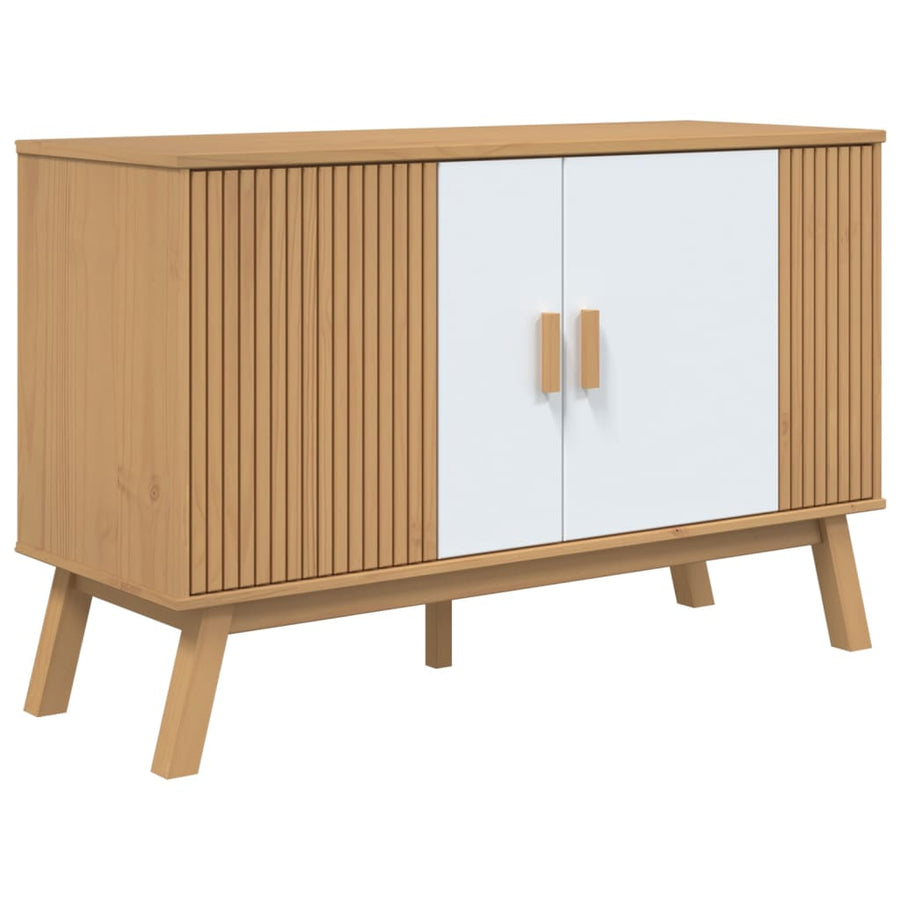 Dressoir Olden 114X43X73,5 Cm Massief Grenenhout Wit En Bruin Zwart En Crème