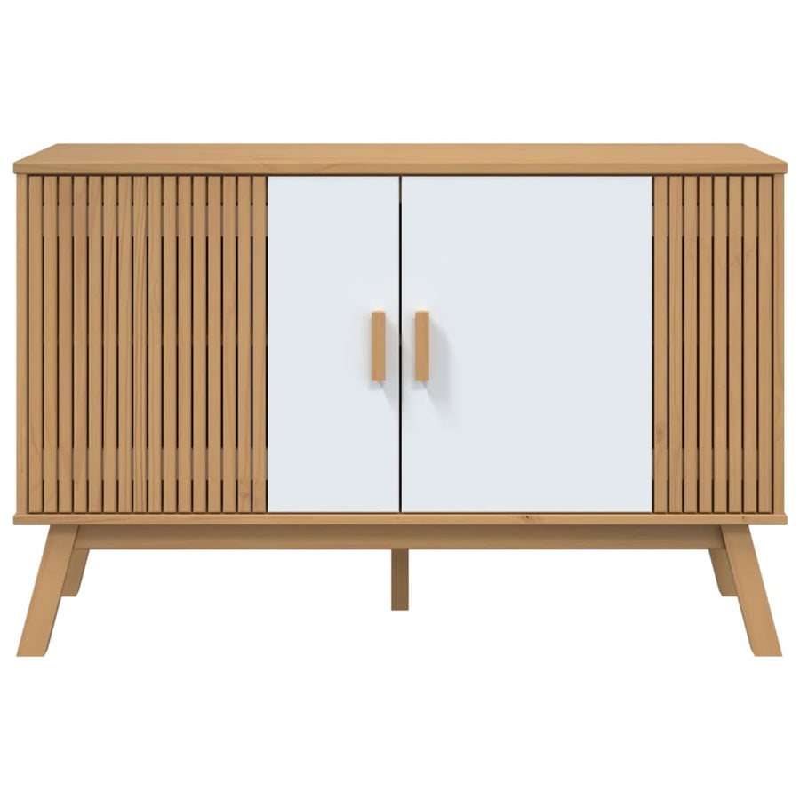 Dressoir Olden 114X43X73,5 Cm Massief Grenenhout Wit En Bruin Zwart En Crème