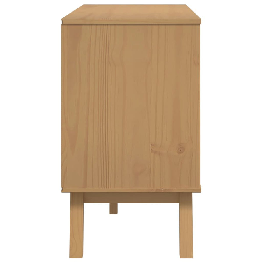 Dressoir Olden 114X43X73,5 Cm Massief Grenenhout Wit En Bruin Zwart En Crème