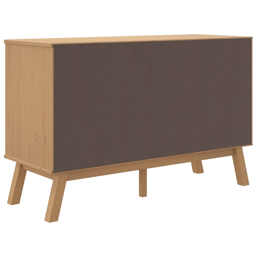 Dressoir Olden 114X43X73,5 Cm Massief Grenenhout Wit En Bruin Zwart En Crème