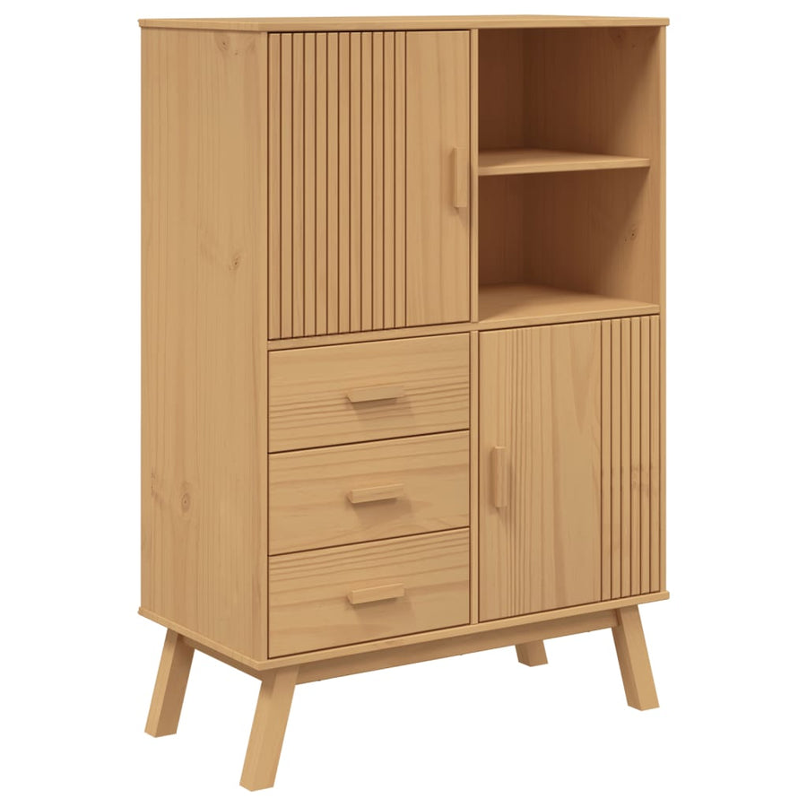 Hoge Kast Olden 85X43X125 Cm Massief Grenenhout Bruin