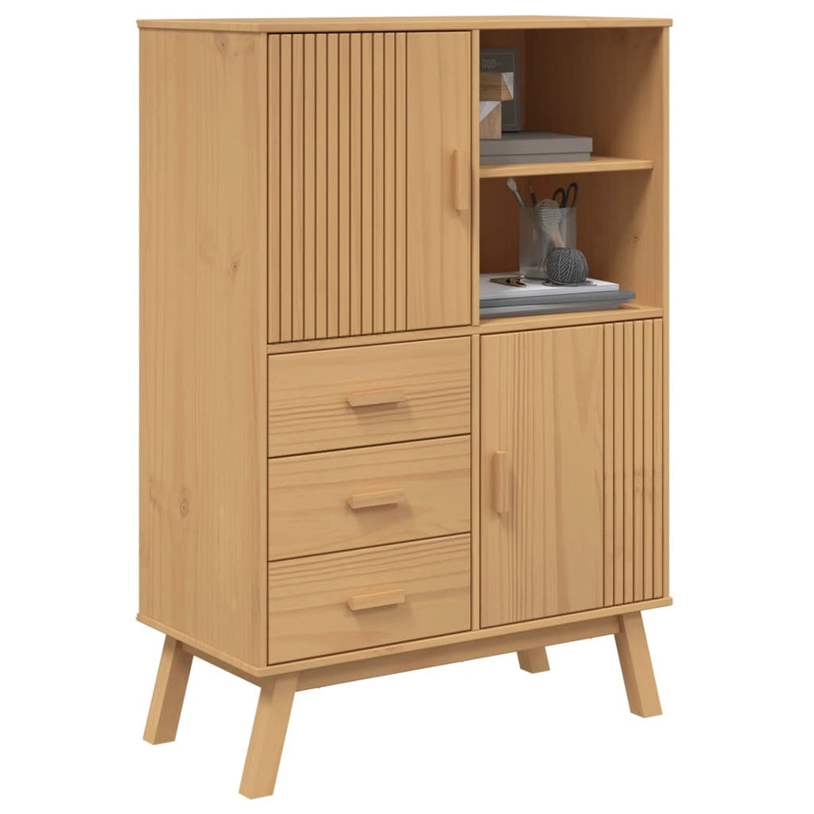 Hoge Kast Olden 85X43X125 Cm Massief Grenenhout Bruin