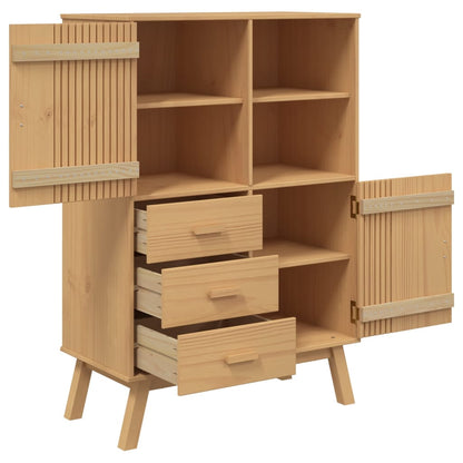 Hoge Kast Olden 85X43X125 Cm Massief Grenenhout Bruin