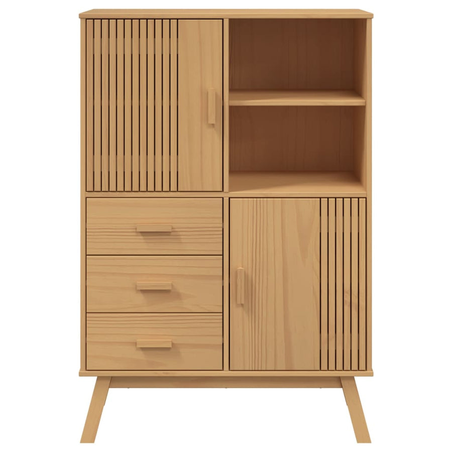 Hoge Kast Olden 85X43X125 Cm Massief Grenenhout Bruin