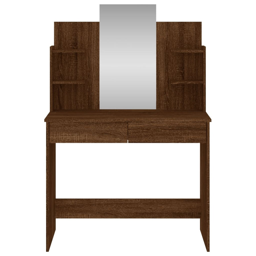 Kaptafel Met Spiegel 96X39X142 Cm Bruin Eikenkleur