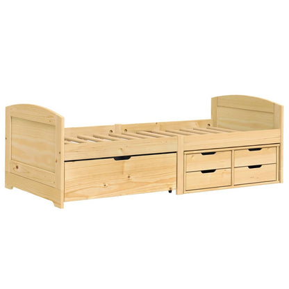Slaapbank Met 5 Lades Irun 90X200 Cm Massief Grenenhout Bruin