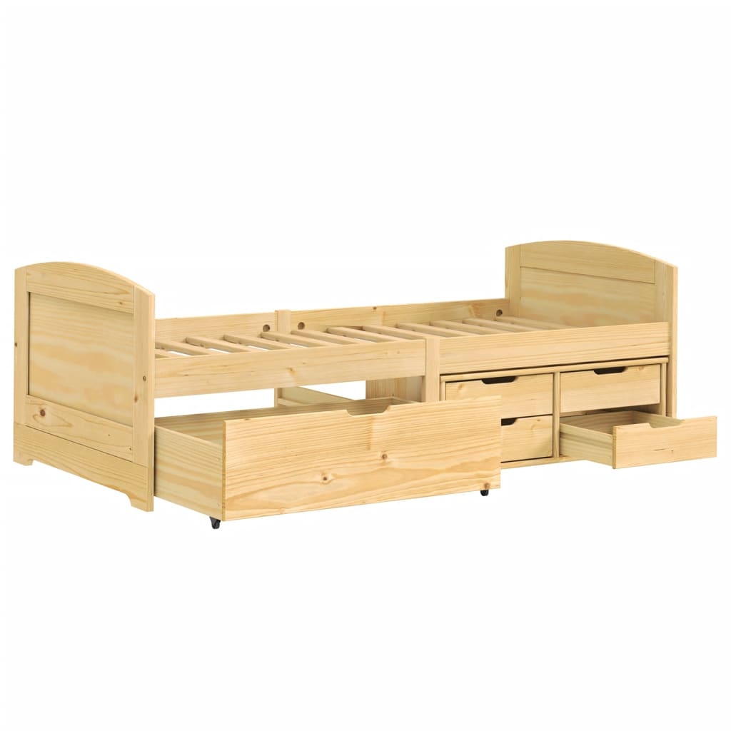 Slaapbank Met 5 Lades Irun 90X200 Cm Massief Grenenhout Bruin
