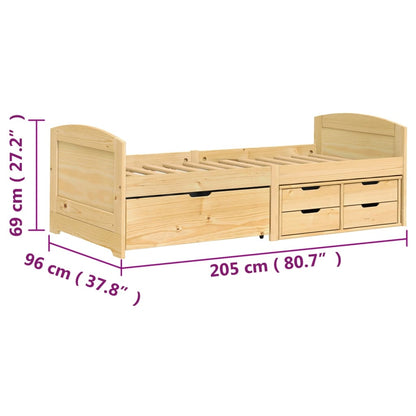 Slaapbank Met 5 Lades Irun 90X200 Cm Massief Grenenhout Bruin