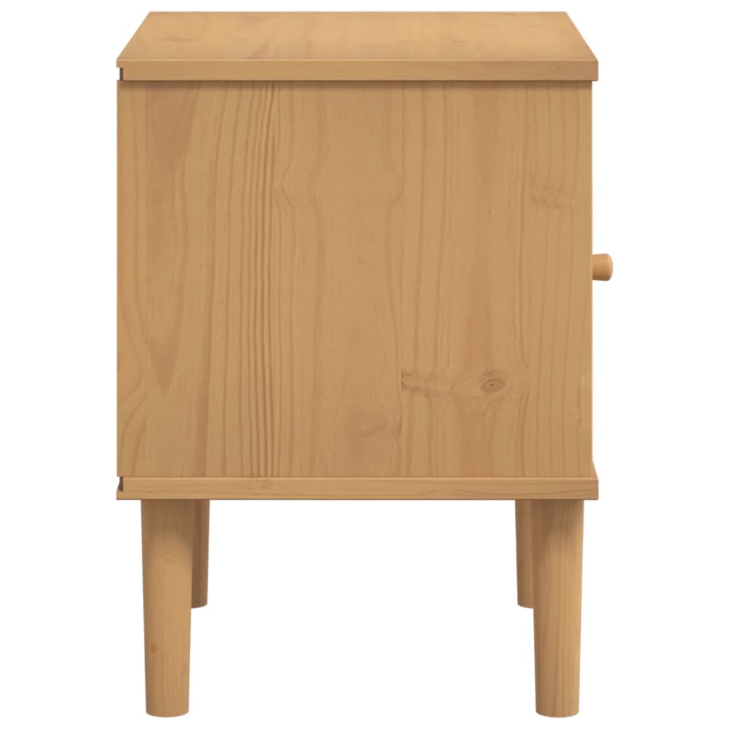 Nachtkastje Senja Rattan-Look 40X35X48 Cm Grenenhout Bruin