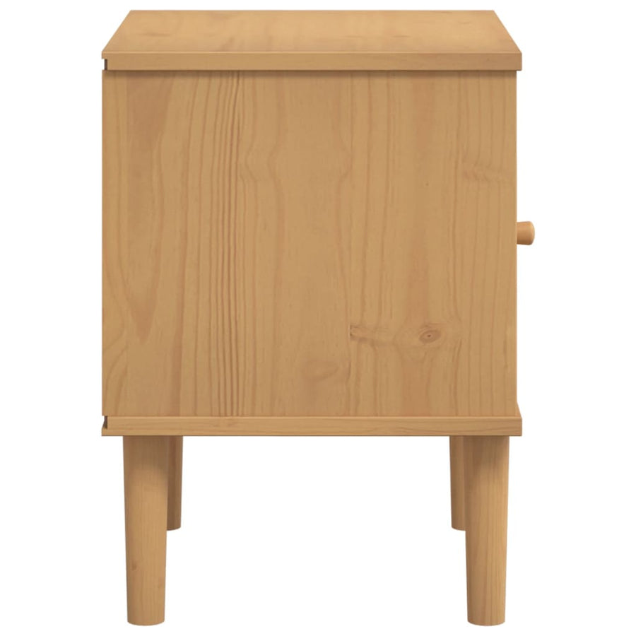 Nachtkastje Senja Rattan-Look 40X35X48 Cm Grenenhout Bruin