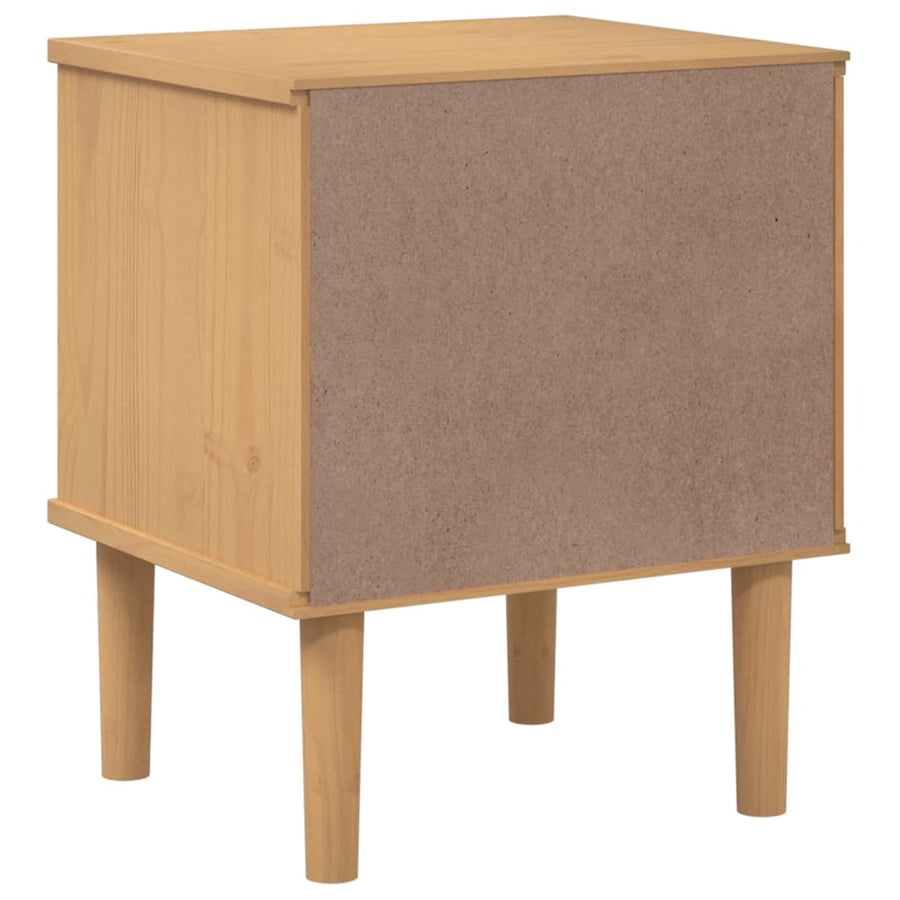 Nachtkastje Senja Rattan-Look 40X35X48 Cm Grenenhout Bruin