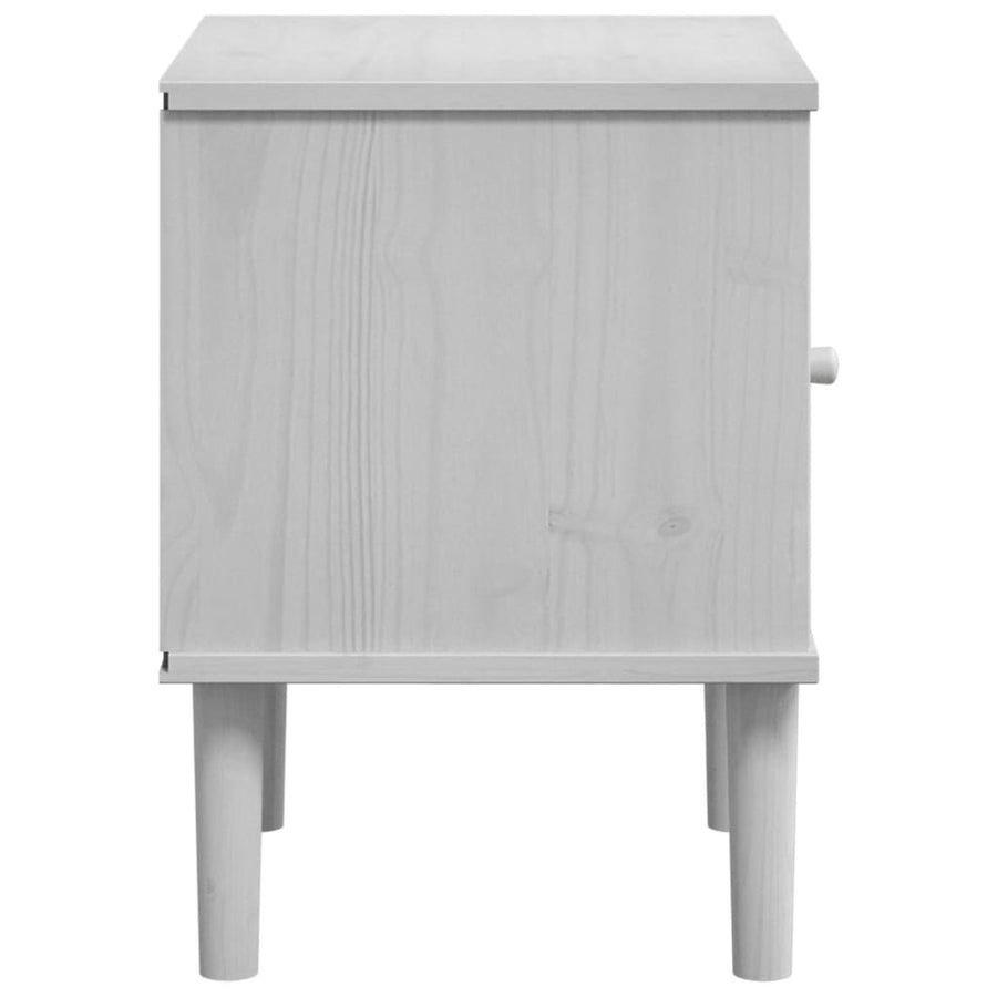 Nachtkastje Senja Rattan-Look 40X35X48 Cm Grenenhout Wit